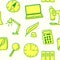 Seamless pattern of scientific and educational accessories in yellow. Vector illustration