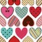 Seamless pattern of scrapbook hearts