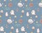 Seamless pattern with sea animals.octopus, jellyfish, whale, squid, star, steering wheel, anchor