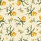 Seamless pattern with sea buckthorn berries on a branch