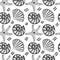 Seamless pattern of sea creatures, hand-drawn in sketch style. Shells and starfish. White background. Isolated. Summer