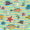 Seamless pattern of sea life on the seashore