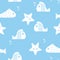 Seamless pattern sea life. Underwater world. Fish and starfish pattern.