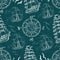 Seamless pattern with sea symbols and ships