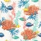 Seamless pattern with sea treasure ,fish and coral marine background vector