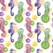 Seamless pattern with seahorse