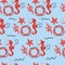 Seamless pattern seahorse ,coral,starfish under the sea.