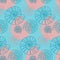 Seamless pattern seashell blue pink color. Design for fabric, textile, wrapping paper