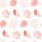 Seamless pattern with seashells and text shell yeah! Vector cartoon illustration