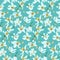 Seamless pattern with seeds and citrus tree flowers of different