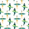 Seamless pattern with serfing men with serf.