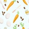 Seamless pattern set of cooking items, all for carrot cake. Flat illustration in cartoon style.