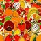 Seamless pattern with set of fruits and vegetation. Seamless tex