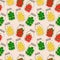 Seamless pattern with set of jars with Fruit. Compote.