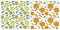 Seamless pattern set. Juicy fruit. Lemon, mandarin, tangerine. Hand drawn color vector sketch background. Colorful doodle