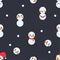 Seamless pattern with set of snow mans on dark purple background, vector, background, wallpaper