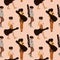 Seamless pattern with Set Teen Girl with Guitar Case. Vector Illustration. Anime style