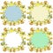 Seamless pattern set of wreaths of daffodils with middles of different colors