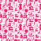 Seamless pattern, sewing tools silhouettes