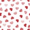 Seamless pattern with shaded hearts silhouettes, flat design