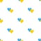 Seamless pattern with shape hearts Ukraine national blue and yellow color on white background