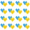 Seamless pattern with shape hearts Ukraine national blue and yellow color on white background