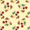 Seamless pattern with Shavuot species. Fig, pomegranate, wheat, , grapes, olive, date fruit