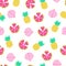 Seamless pattern with shell pineapple and watermelon