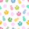 Seamless pattern with shell pineapple and watermelon