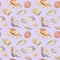 Seamless pattern with shells. Watercolor texture.