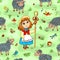 Seamless pattern with shepherd-girl