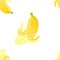 Seamless pattern with shiny small bananas on white background.