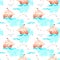 Seamless pattern ship in the sea and seagulls.Watercolor illustration.Isolated on a white background
