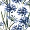This seamless pattern showcases serene agapanthus blooms in tranquil shades of marlin and capri blue, perfect for