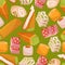 Seamless Pattern Showcasing A Delightful Array Of Eastern Sweets, Combining Rich Colors And Intricate Designs