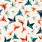 A seamless pattern showcasing stylized origami shapes, from birds to animals to flowers, rendered in soft pastel colors.