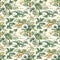 A seamless pattern showcasing various dinosaurs in a jungle setting