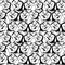 Seamless pattern with siberian huskies isolated on white background. Vintage hand drawn texture with portrait dogs.