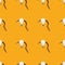 Seamless pattern with sickle and vintage light bulb on orange color