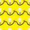 Seamless pattern with sickle and vintage light bulb on yellow color
