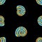 Seamless pattern of silhouettes colorful  decorative sea shells