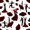 Seamless pattern of silhouettes of dancers Flamenco .