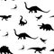 Seamless pattern of silhouettes of dinosaurs