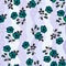 Seamless pattern with silhouettes of roses on gentle polka dot background