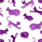 Seamless pattern with silhouettes of watercolor cats