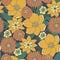 Seamless pattern with simple flowers. Floral print hippie 60s.