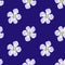 Seamless pattern in simple style with light daisy flowers print. Bright navy blue background