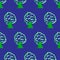 Seamless pattern with simple trees on blue board. Ecology theme. Save the planet. Cartoon background for Kids