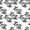 Seamless pattern with single word `love` and roses silhouettes.