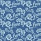 Seamless pattern with single word `love` and roses silhouettes.